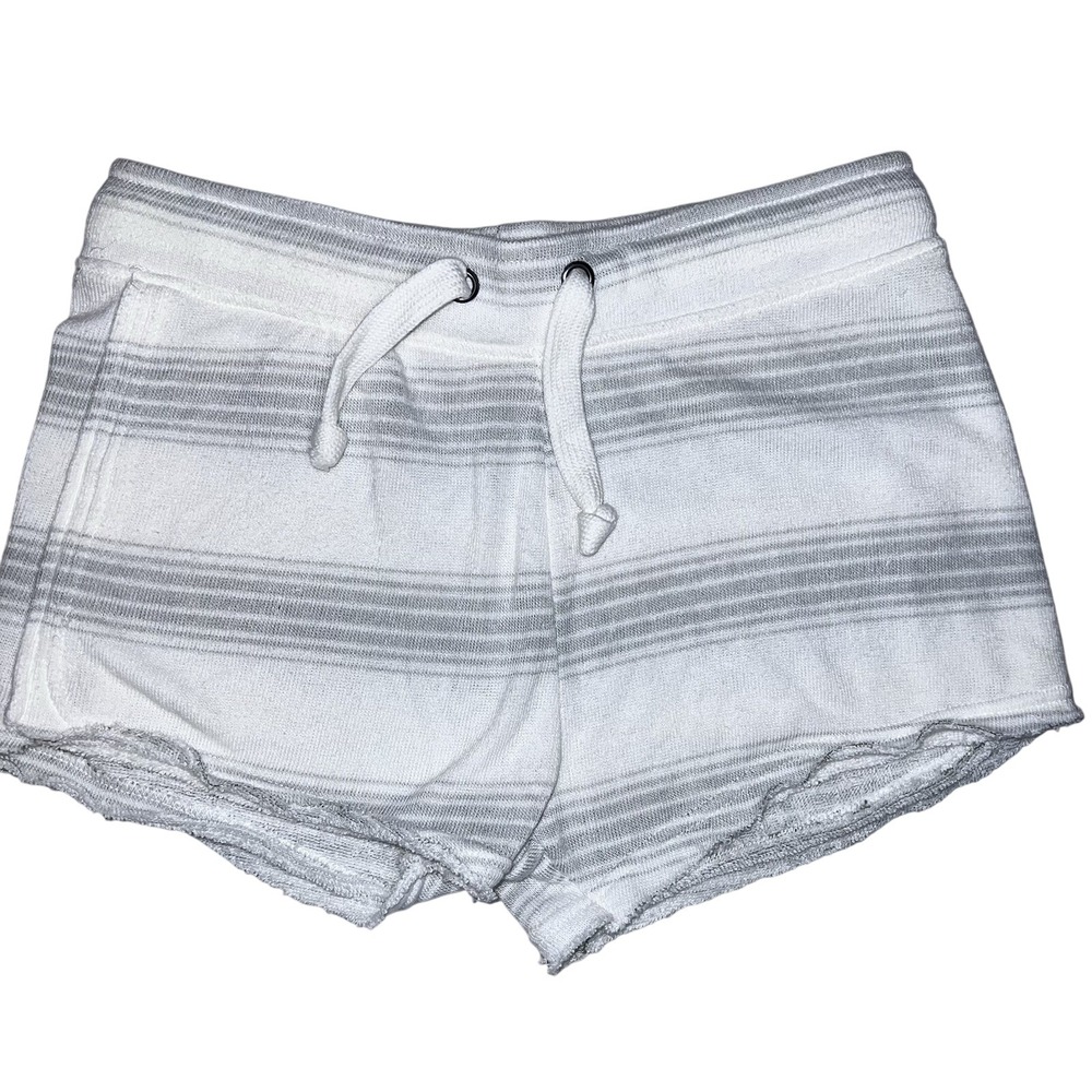 Ocean Drive White And Gray Beach Striped Shorts Casual  Comfy Women Size L